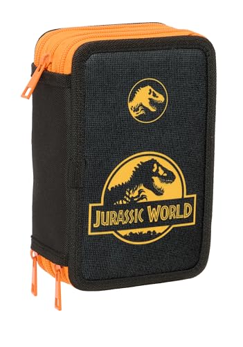 JURASSIC WORLD - Estuche Escolar con 37 &Uacute;tiles Incluidos, Estuche Infantil, Estuche Ni&ntilde;o, Ideal...
