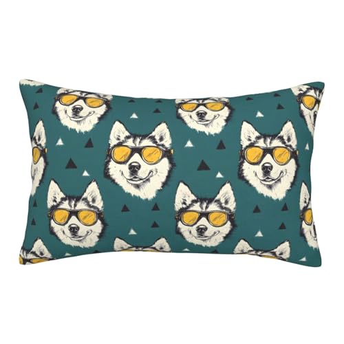 TZTTZT Fundas de cojín con estampado de husky de 16 x 24 pulgadas, funda de almohada decorativa...