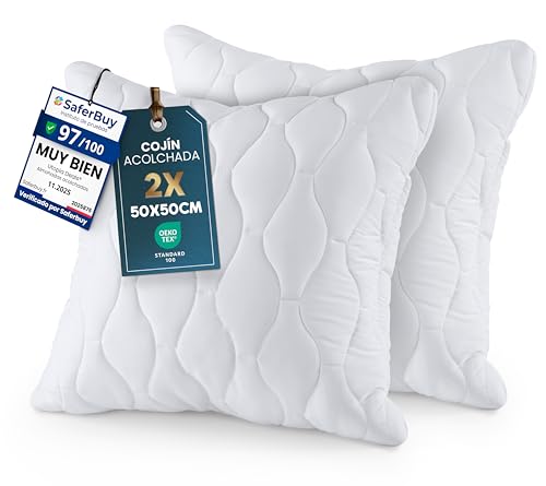 Utopia Bedding Relleno de Coj&iacute;n Acolchada 50 x 50 cm (2 Unidades), Almohadas de Sof&aacute; (Blanco)