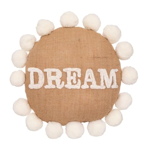 ATMOSPHERA CREATEUR D'INTERIEUR Cojín Redondo con Pompones d30cm Beige
