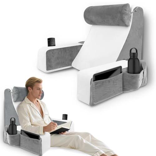 HOMCA Almohada Lectura Cama, Cojin Lectura con Cuello Desmontable y Brazos, Almohada en Forma de...
