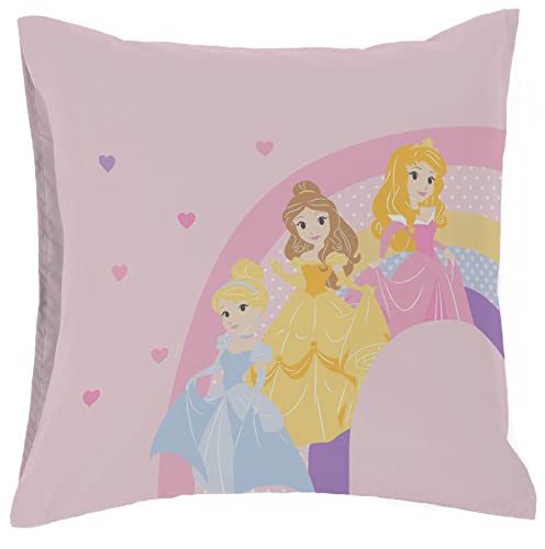 Jay Franco Disney Princesa Cut Paper 100% algodón funda de almohada 80 x 80 cm