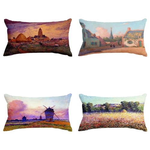 CEVAN Rectangular Funda Almohada Home Funda De Coj&iacute;n Rectangular Seda Arte De Pintura Al &Oacute;leo...