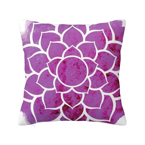 Funda de cojín Cuadrada Decorativa con diseño de Mandala Morado, Estilo Bohemio, con diseño de...