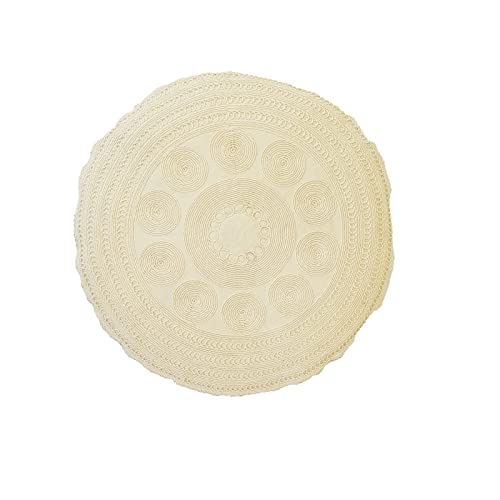 PETIT ALO Coj&iacute;n Redondo con Relleno Beige Bordado Ganchillo 40 cm Coj&iacute;n con Relleno Incluido...