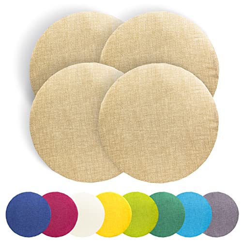 TIENDA EURASIA - Pack de 4 Cojines Redondos con Cordones y Cremallera, Cojines Exterior e Interior,...