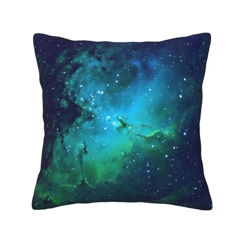 Xcytab Funda de coj&iacute;n con estampado verde galaxia, suave y c&oacute;moda, funda de almohada decorativa...