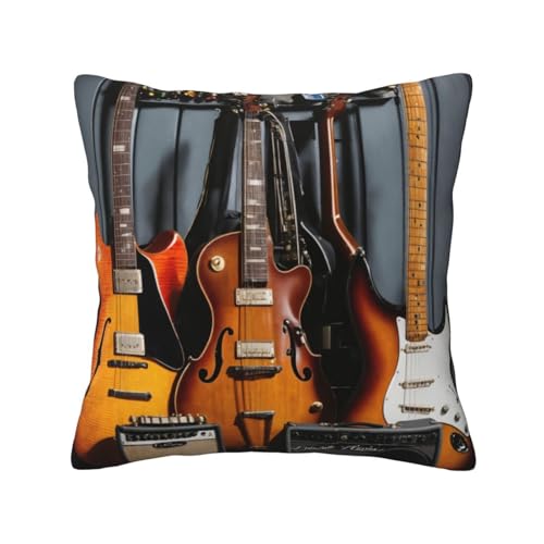 Fundas de coj&iacute;n pr&aacute;cticas con estampado de guitarra el&eacute;ctrica, fundas de coj&iacute;n, suaves,...