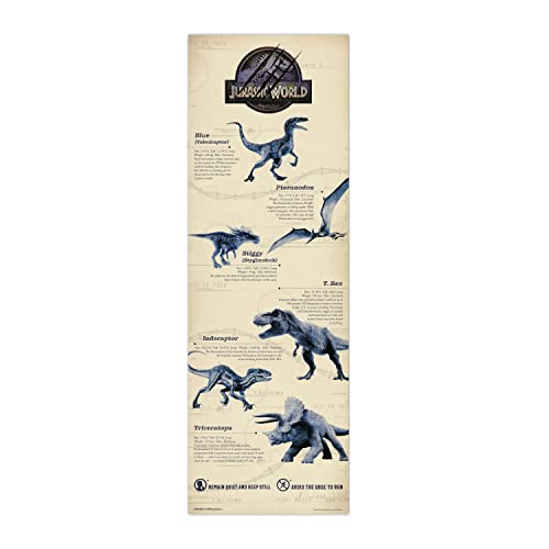P&oacute;ster de Puerta Jurassic World - Tipos de Dinosaurios (53cm x 158cm)