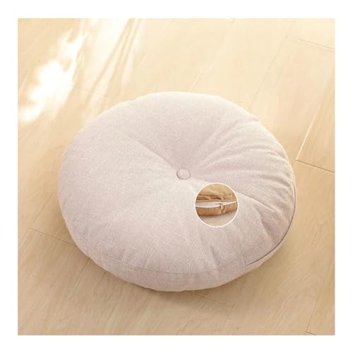 Cojín de suelo japonés Tatami, cojín redondo de lino y algodón minimalista, desmontable, grueso,...