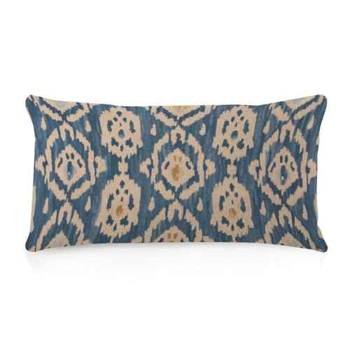 WSDESDEC Elegante funda de almohada corporal con cremallera, 12 x 20 pulgadas, color azul ikat,...