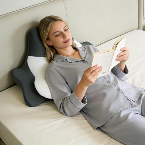 FATIVO Almohada Lectura Cama, 2 en 1 Almohada Ergon&oacute;micapara Dormir, Ideal para Leer Boca Abajo y...