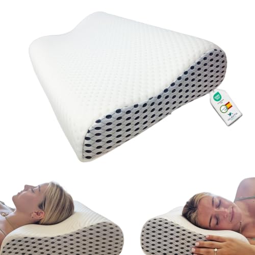 VALENTIA MEDICAL Almohada Viscoelástica Cervicales y Cuello - Doble Altura - Ergonómica - Funda...