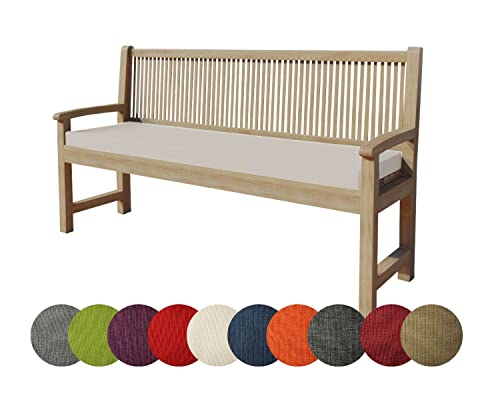 Chilly Pilley Coj&iacute;n para Banco de Jard&iacute;n con Cremallera y Trabillas (110 x 50 x 5 cm, Color Crema)