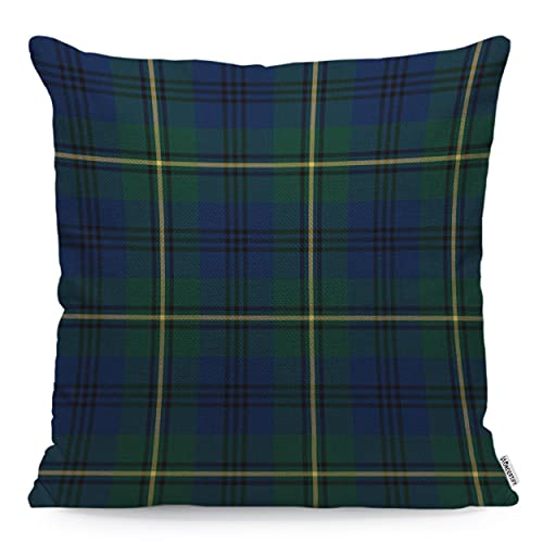 WONDERTIFY Funda de cojín de tartán amarillo Lockerby Johnston Clan a cuadros escoceses, fundas de...