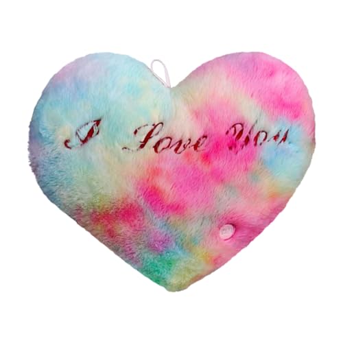 Coj&iacute;n de coraz&oacute;n LED - Coj&iacute;n de felpa grande de 35,4 cm, dise&ntilde;o de amor luminoso, tela suave y...