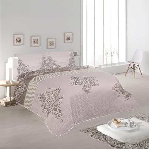 H HANSEL HOME Colcha Bouti Estampada Cama 120/135, 100% Microfibra Extra Suave, Bicolor Reversible,...