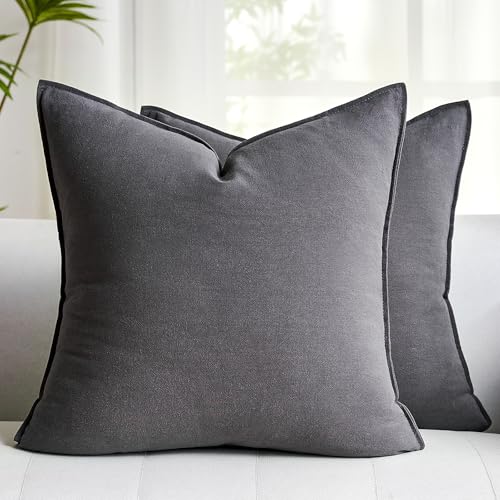 Velvhom Fundas Cojines Gris Oscuro Funda Almohada Cuadrada Color Sólido Lujoso Funda Cojin 40x40...