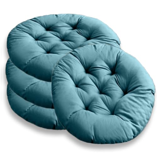 Juego de 4 cojines redondos para silla, 40 cm, redondos, cojines rellenos, color antracita para...