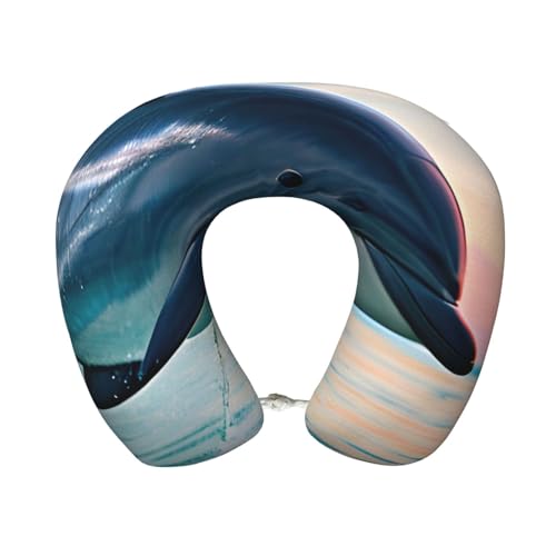 WOPQS Lindo coj&iacute;n de espuma viscoel&aacute;stica con dise&ntilde;o de delf&iacute;n, para viaje, avi&oacute;n, coche,...