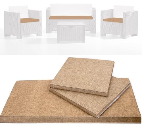 HAND Set de 3 Cojines de Exterior para Sillones y Sof&aacute; de Jard&iacute;n &ndash; Cojines Desenfundables con...