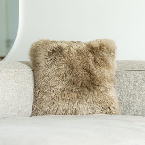 Nordic Sheep Funda de coj&iacute;n de pelo largo de piel de cordero, 40 x 40 cm, pelo suave para sillas,...