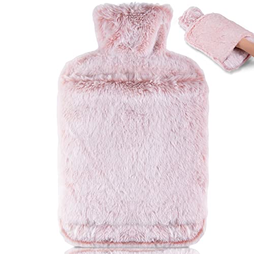 BOLEi Bolsa De Agua Caliente Con Funda, Bolsa De Agua Caliente Peluche Con Bolsillo De Canguro, 2L,...