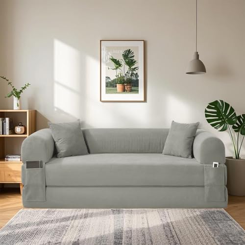 BMMB Sof&aacute; de suelo con funci&oacute;n de sue&ntilde;o, 203 cm, 3 plazas, plegable, sof&aacute; cama con 2 cojines,...