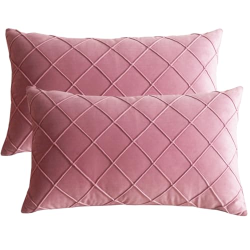 Lutanky Fundas de cojín de terciopelo (paquete de 2) elegantes fundas de almohada rectangulares con...
