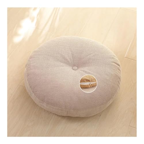 Coj&iacute;n de suelo japon&eacute;s Tatami &ndash; Coj&iacute;n de asiento redondo minimalista de algod&oacute;n y lino...