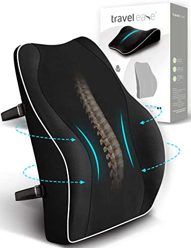 Travel Ease Coj&iacute;n de Soporte Lumbar Ergon&oacute;mico, Respaldo de Espuma Viscoel&aacute;stica para Asiento de...