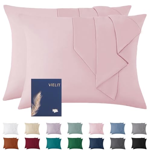 Vielit Juego de 2 fundas de almohada 70 x 90 cm, microfibra, certificado ecol&oacute;gico, resistente e...