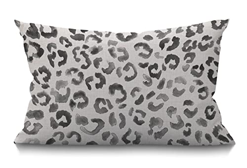 BGBDEIA Funda de cojín con diseño de leopardo de las nieves, color gris, acuarela, pintura a mano,...