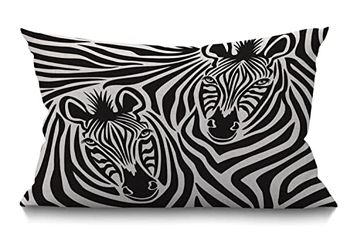 BGBDEIA Funda de coj&iacute;n de cebra de 30 x 50 cm, dise&ntilde;o de safari de animales salvajes, parejas,...