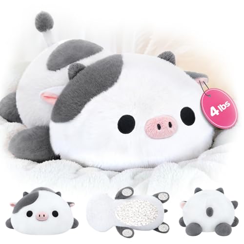 Mewaii Almohada de Peluche de Vaca Gris y Blanca 58CM 4.0 Lbs Abrazando Juguetes de Animales Cojines...