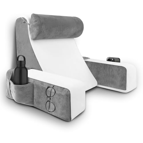 HOMCA Almohada Lectura Cama, Cojin Lectura con Cuello Desmontable y Brazos, Almohada en Forma de...