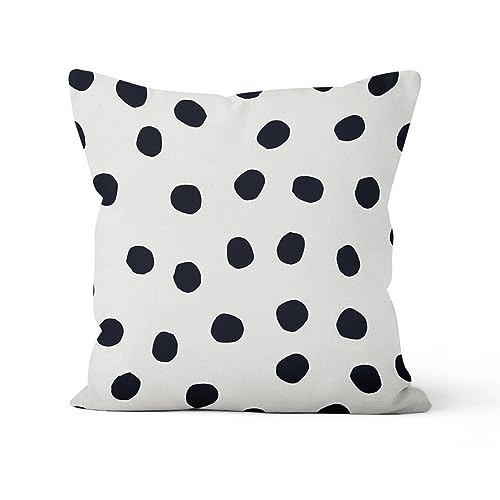 MIRRORANG Fundas de Almohada de Lunares Blancos y Negros, decoraci&oacute;n de sof&aacute;s, Lino de poli&eacute;ster...
