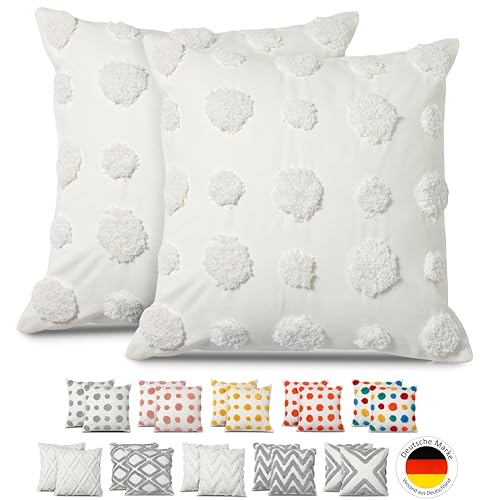 Emilie-Textil Funda de coj&iacute;n bohemia de 100 % algod&oacute;n, decorativa, varios patrones (lunares...