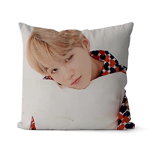 BTS Merchandising BTS - Funda de cojín de lino y algodón duradero para sofá, 45 x 45 cm