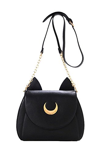 Jzhen Bolso Hombro Mujer Cuero, Bolso de bandolera de Sailor Moon Cosplay Mujer Peque&ntilde;o, Negro