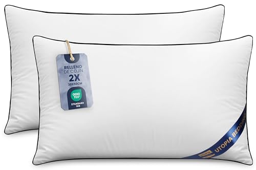 Utopia Bedding Relleno cojín Cojínes para Cama, Cojines Decorativos para sofá (2, Blanco, Unidad...