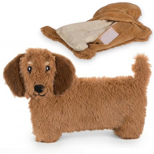 MIJOMA Coj&iacute;n t&eacute;rmico de perro salchicha, 22 x 15 cm, apto para microondas, relleno de trigo,...