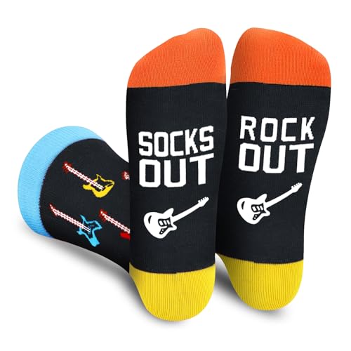 Calcetines Divertidos de Guitarra para Hombre, Calcetines Musicales Funny Socks con Dise&ntilde;o Original...