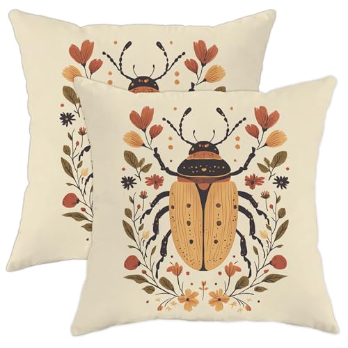 Juego de 2 fundas de almohada est&eacute;ticas retro Beatle con cremallera, suaves y transpirables, de 18...