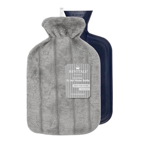 Revitale Bolsa de Agua Caliente de Lujo y Confort 2 Litros, Funda Suave, Caucho Natural Acanalado en...