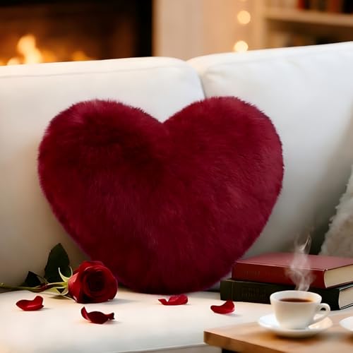 Coj&iacute;n con forma de coraz&oacute;n, Cojines Peluche Corazon, Coj&iacute;n de Coraz&oacute;n Suave y Mullido, Coj&iacute;n...