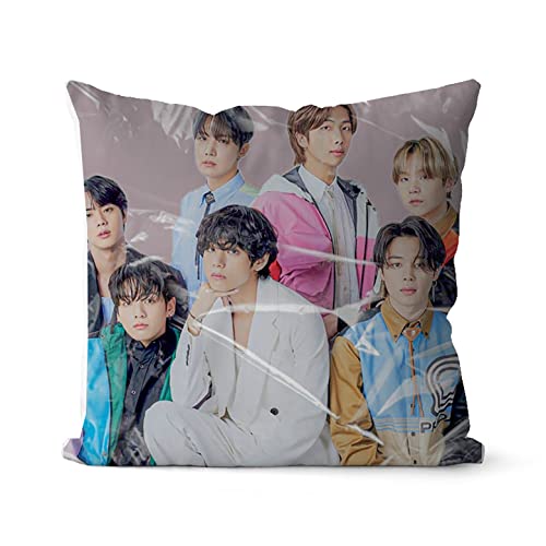 BTS Merchandising Kpop BTS - Almohada decorativa cuadrada para sofá, cama, sofá, sala de estar,...