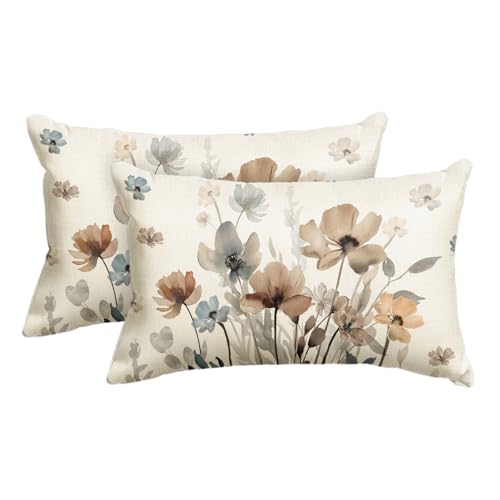 Artoid Mode Juego de 2 fundas de coj&iacute;n geom&eacute;tricas con dise&ntilde;o de flores silvestres, 30 x 50 cm,...