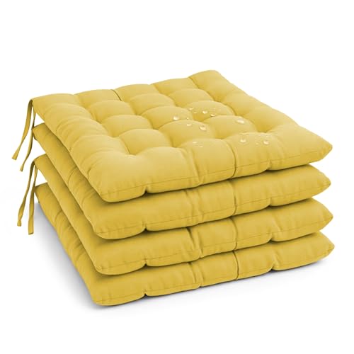 MANEMI Pack 4 Coj&iacute;n para Silla 45x45x5 cm｜Repelente al Agua y f&aacute;cil de Limpiar｜con Cintas de...