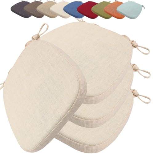 uyeoco Juego de 4 Cojines para Sillas de Comedor - Forma Ovalada con Lazos Antideslizantes -...